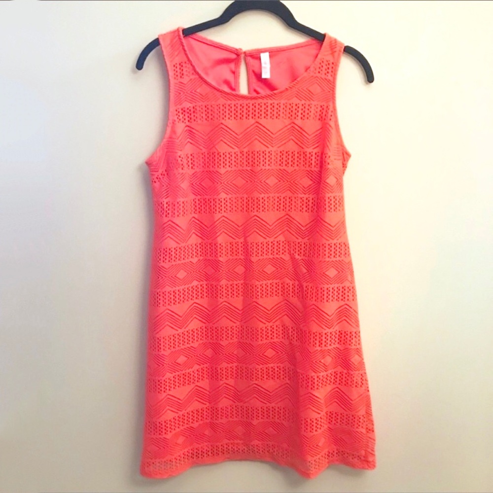 Xhilaration Coral Laser Cut Shift Tank Dress S